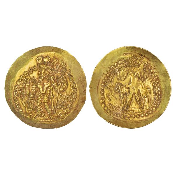 Ancient India: Kidarite Huns, gold dinar struck in the name of Kushano-Sasanian king Varahran Kushan