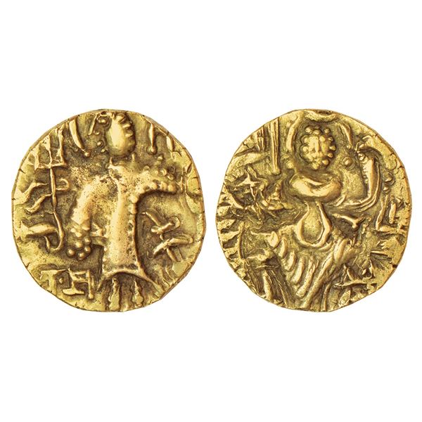 Ancient India: Kidarite Huns, base gold stater/dinara of Shri Vishwama (c.400-450 AD), unpublished