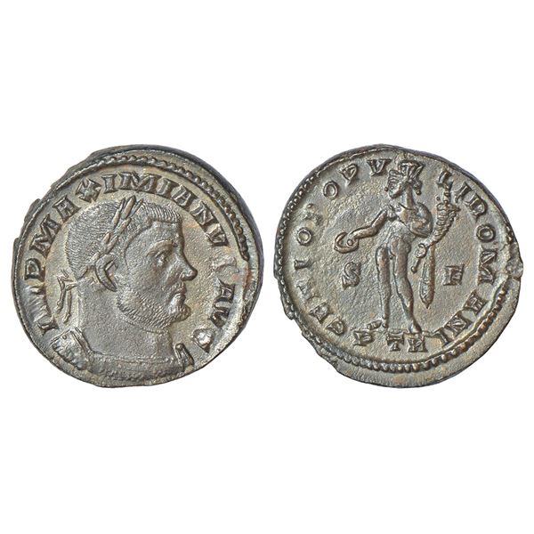 Ancient World: Roman Empire - silvered follis of Maximianus (286-305 AD), Treveri (Trier) mint, stru