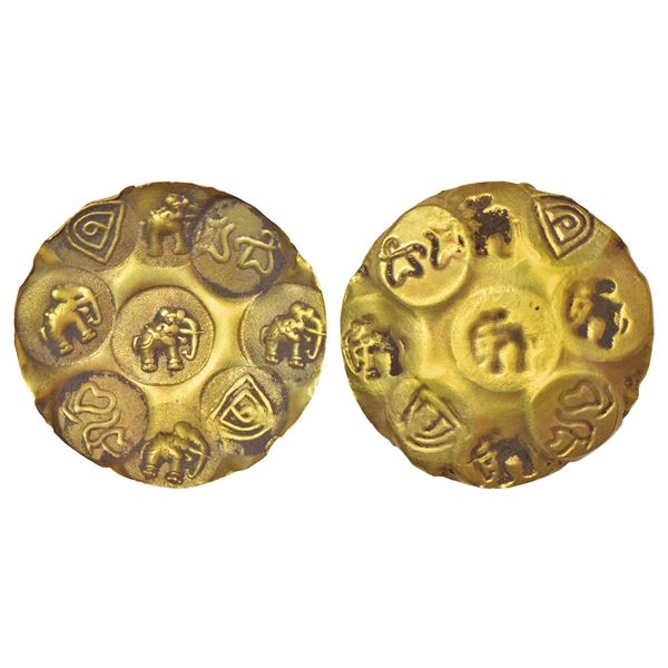 Medieval India: Western Gangas as feudatories of the Rashtrakutas, gold punch-marked Gadyana, repous
