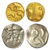 Image 1 : Medieval India: Shilaharas of Kolhapur, two 'Garuda' type coins, 1x gold ¼ fanam, MCSI-I 393-396, 0.