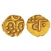 Image 1 : Medieval India: Hoysalas of Dwarasamudra, gold fanam, 0.36g. Obv: a lion to right with crescent-like