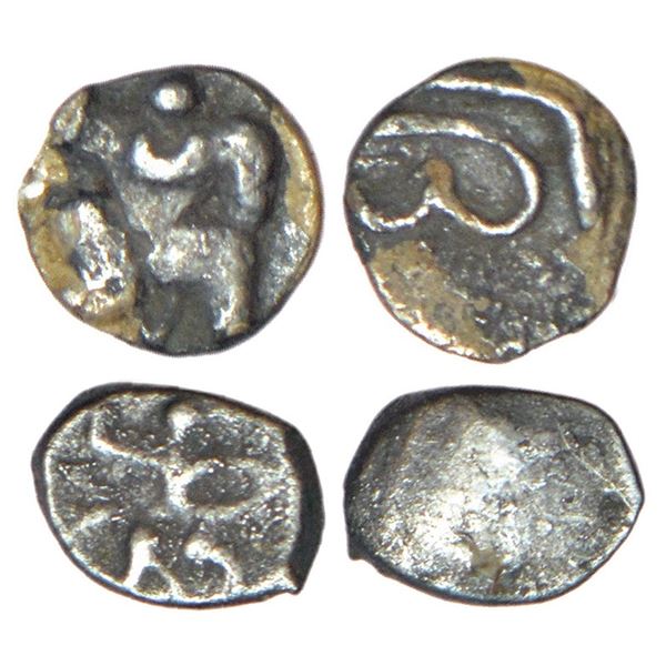 Medieval India: Telugu Chodas of Nidugal (Nellore) - two silver taras attributed Irungola III (c.13t