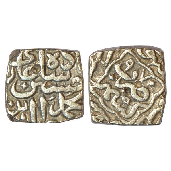 Sultans of Kashmir, Silver square sasnu of Husain Shah (1562-1570 AD), Kashmir mint, AH 970, G&G K12