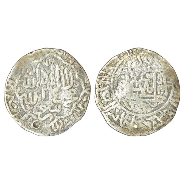 Mughals: Babur (1526-1530 AD) - silver shahrukhi of mintless and dateless type, Rahman 70-03, 4.54g.