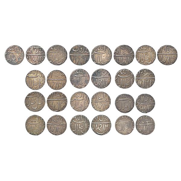 Mughals: Akbar (1556-1605 AD), silver rupee (13), complete set of 12 different months, Ahmadabad min