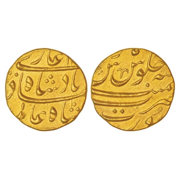 Mughals: Shah Alam Bahadur (1707-1712 AD), gold mohur, Surat mint, KM 356.14, 11.06g.