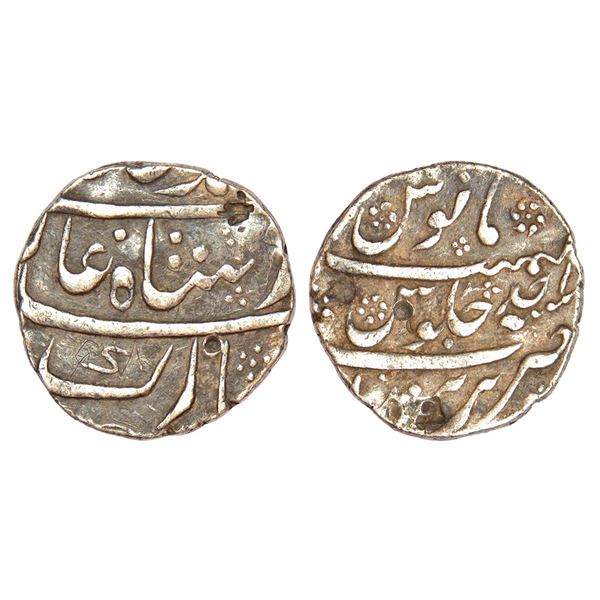 Mughals: Muhammad Shah (1719-1748 AD), silver rupee, Purenda mint, RY Ahd, KM 436.49, 11.38g.