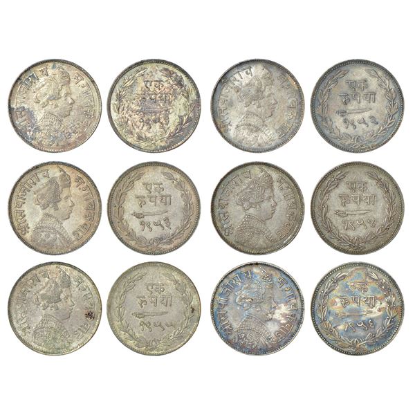 Princely States: Baroda, Sayaji Rao III (1875-1938 AD), complete set of 6 silver rupee, VS 1951, 11.