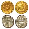 Image 1 : Indo-Dutch (2), gold and silver fanam, ND, 0.36g each. Obv: Degenerate Kali. Rev: Degenerate vestige