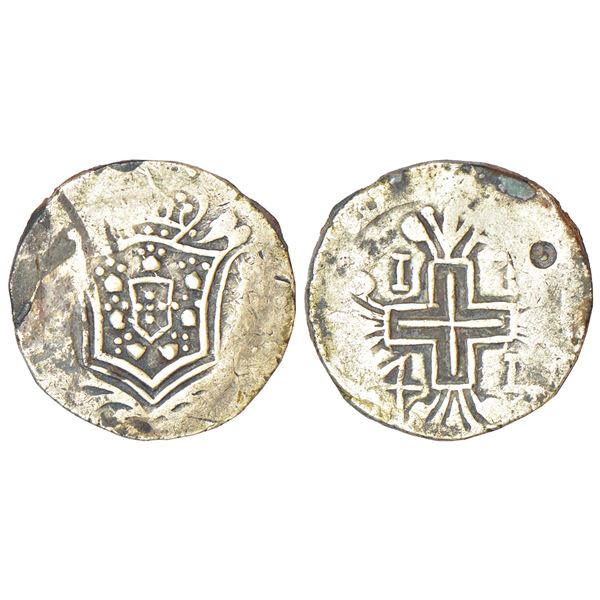 Portuguese India, D. Joao V (1706-1750 AD), Diu, silver rupia (600 reis), AD 1741, KM 24, 11.76g. Ob