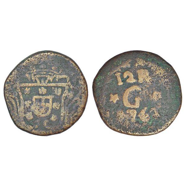 Portuguese India, D. Jose I (1750-1777 AD), Goa, copper 12 reis, AD 176x, KM 140; Gomes 29.04, 7.65g