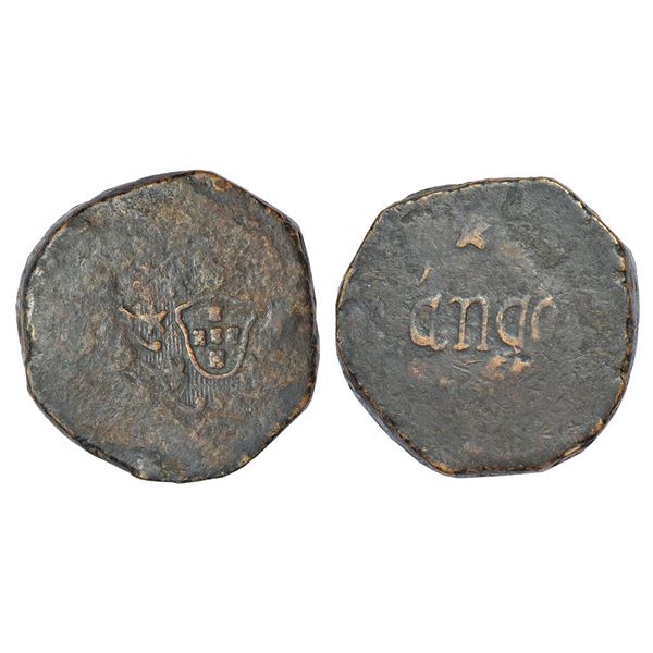 Portuguese India, D. Maria I and Pedro III, Goa, copper tanga (60 reis), KM 198, 39.46g. Obv: Crowne