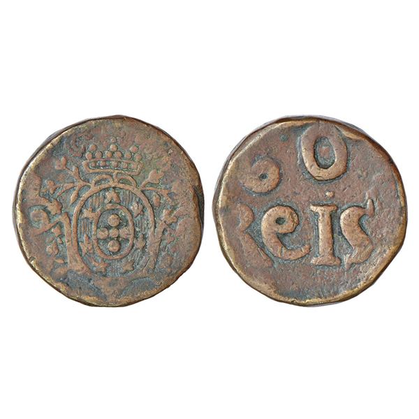 Portuguese India, D. Joao VI (1816-1826 AD), Goa, copper tanga (60 reis), KM 218, 38.93g. Obv: Crown