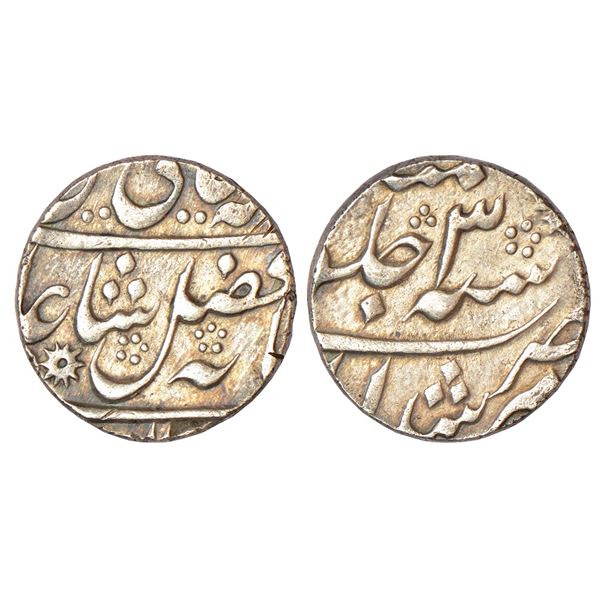 Bengal Presidency, Murshidabad mint, silver rupee, in the name of Shah Alam II, RY 3 with 2/2 dot co