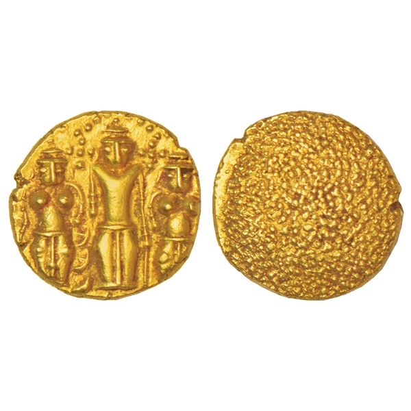 Madras Presidency, Madras mint, early coinage, gold 3 swami pagoda (full figures) ND (1691-1740 AD),