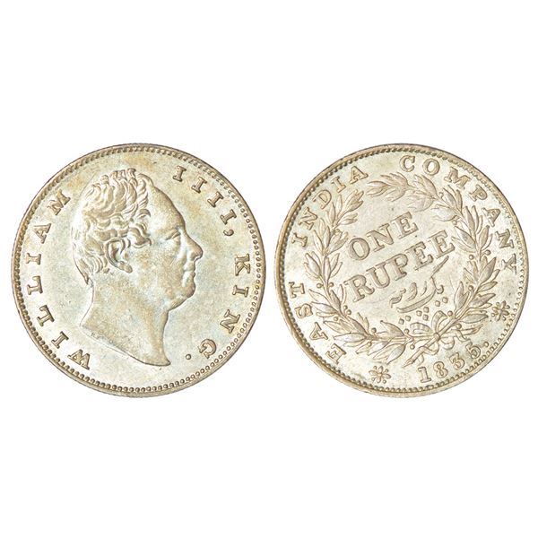 British India: William IV, silver rupee, 1835, Calcutta mint, 'R.S.' incused, B/II(ii), bud leaves,