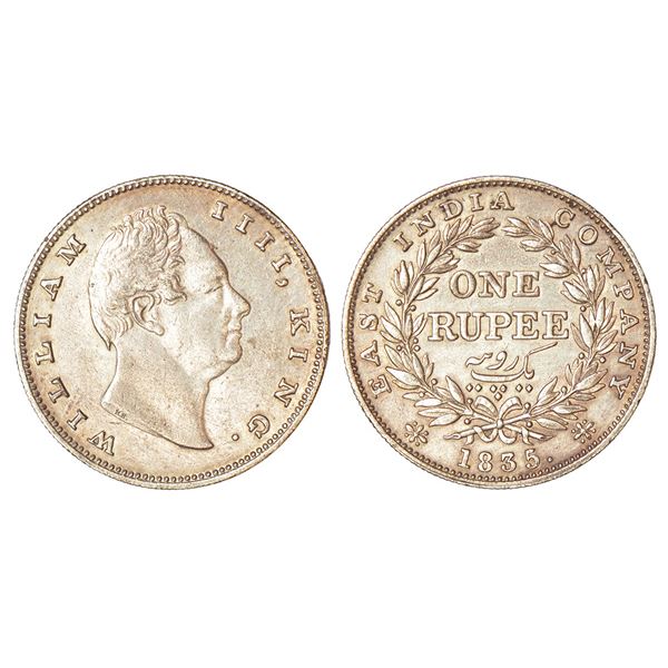 British India: William IV, silver rupee, 1835, Calcutta mint, 'R.S.' incused, B/II(ii), bud leaves,