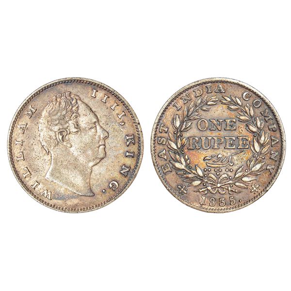 British India: William IV, silver rupee, 1835, Calcutta mint, 'R.S.' incused, B/II(ii), bud leaves,
