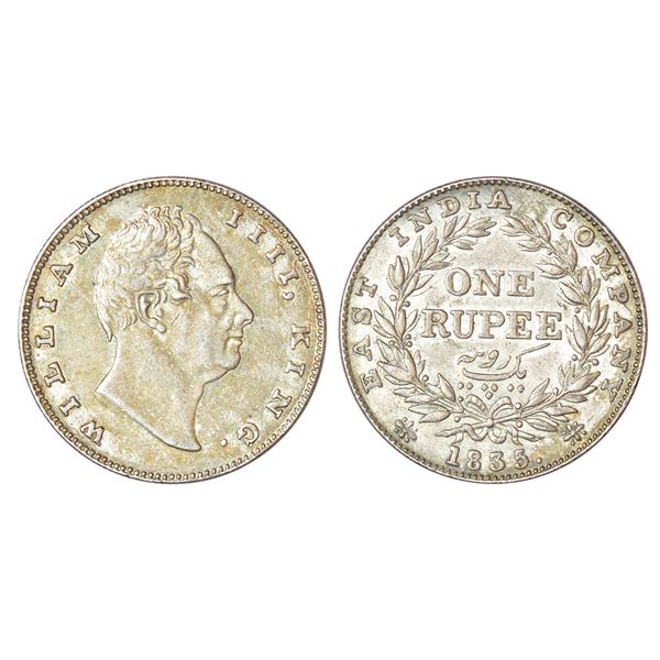 British India: William IV, silver rupee, 1835, Bombay mint, no initial, B(a)/II, bud leaves, 20 berr