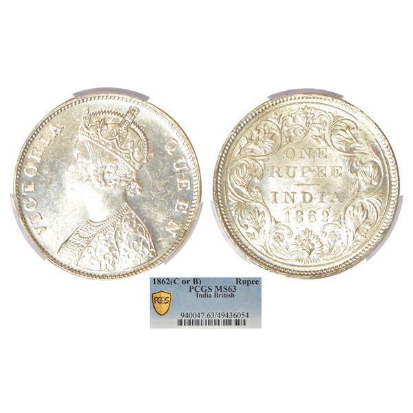 British India: Victoria Queen, silver rupee, 1862, Bombay mint, B/II, PR 58; GK 271.