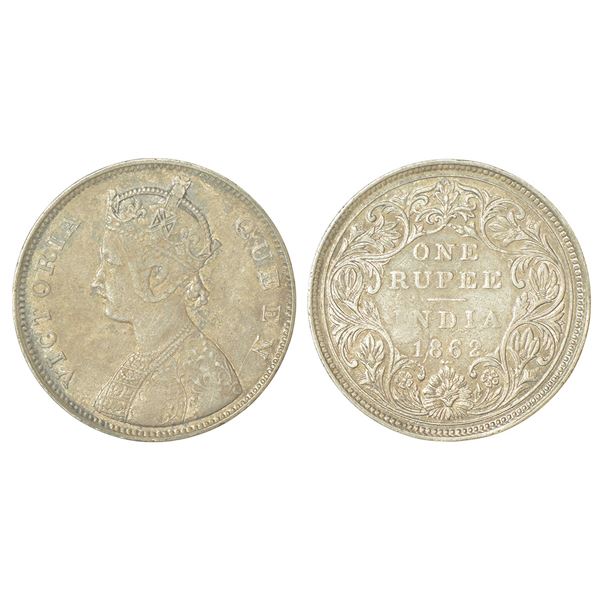 British India: Victoria Queen, silver rupee, 1862, Bombay mint, B/II/2/3, PR 74; GK 294, 11.46g.