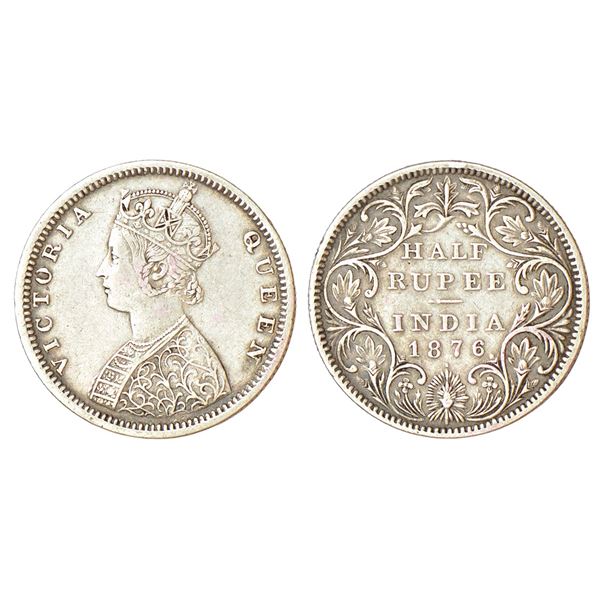 British India: Victoria Queen, silver ½ rupee, 1876, Bombay mint, B2/II/dot, PR 287; GK 606, 5.75g.