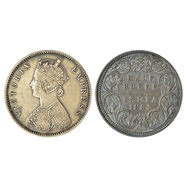 British India: Victoria Empress, silver ½ rupee, 1881, Calcutta mint, A/I/'C' incused, PR 265; GK 61