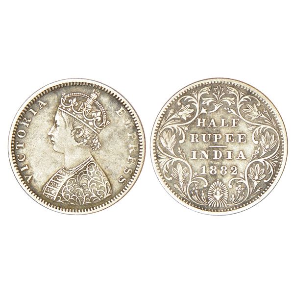 British India: Victoria Empress, silver ½ rupee, 1882, Bombay mint, B2/II/dot, PR 290; GK 618, 5.74g