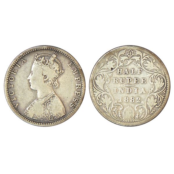 British India: Victoria Empress, silver ½ rupee, 1882, Bombay mint, B2/II/dot, PR 290; GK 618, 5.54g