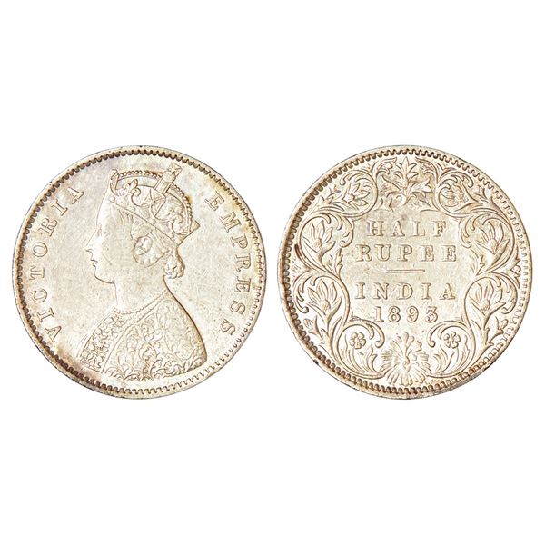 British India: Victoria Empress, silver ½ rupee, 1893, Bombay mint, A/I/'B' incused, PR 303; GK 648,