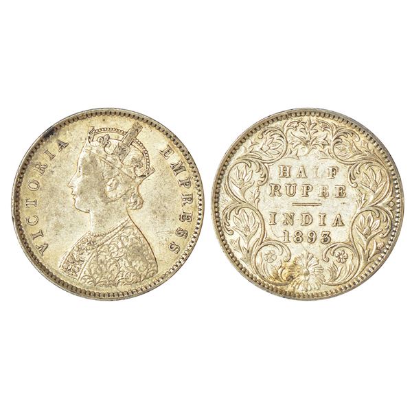 British India: Victoria Empress, silver ½ rupee, 1893, Bombay mint, A/I/'B' incused, PR 303; GK 648,