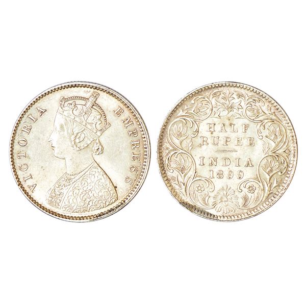 British India: Victoria Empress, silver ½ rupee, 1899, Bombay mint, A/I/'B' incused (inverted), PR 3