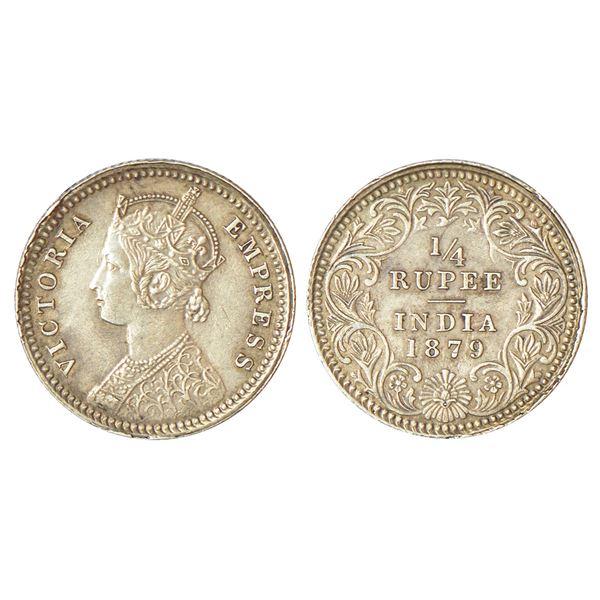 British India: Victoria Empress, silver ¼ rupee, 1879, Calcutta mint, C/II/'C' incused, PR 384; GK 6