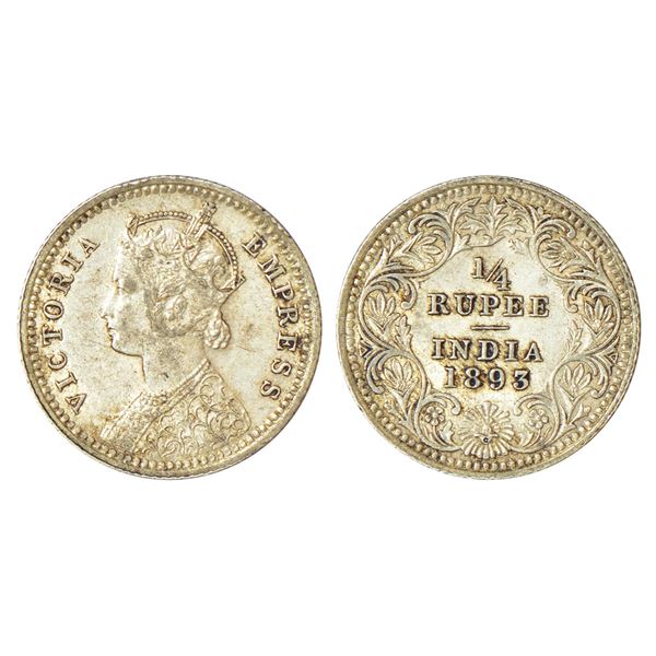 British India: Victoria Empress, silver ¼ rupee, 1893, Calcutta mint, C/II/'C' incused, PR 398; GK 7