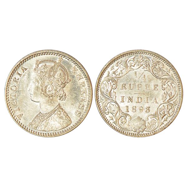 British India: Victoria Empress, silver ¼ rupee, 1893, Bombay mint, C/I/'B' incused, PR 428; GK 724,