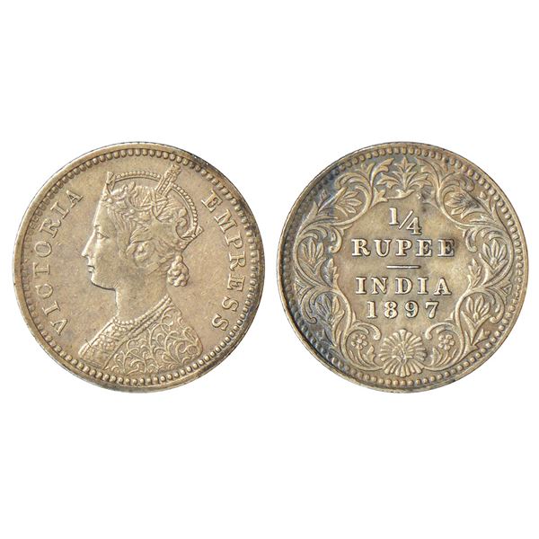 British India: Victoria Empress, silver ¼ rupee, 1897, Calcutta mint, C/II/'C' incused, PR 401; GK 7