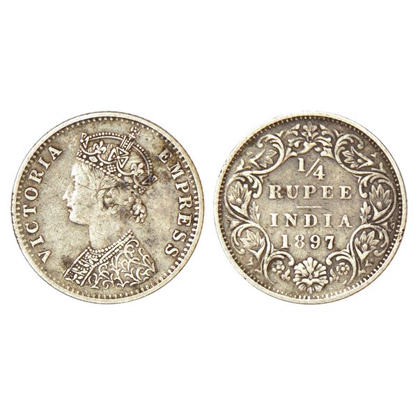British India: Victoria Empress, silver ¼ rupee, 1897, Bombay mint, C(i)/I/'B' incused, PR 430; GK 7