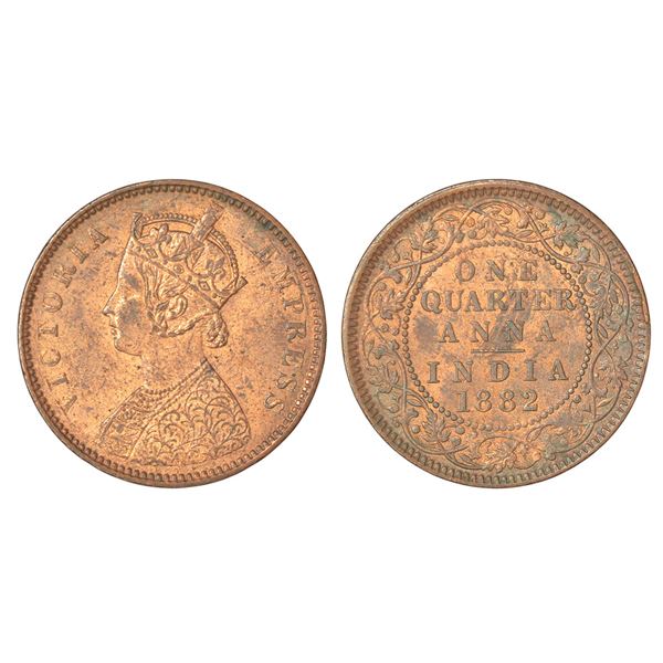 British India: Victoria Empress, copper ¼ anna, 1882, Calcutta mint, B/II, PR 615; GK 835, 6.61g.