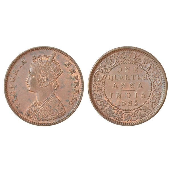 British India: Victoria Empress, copper ¼ anna, 1885, Calcutta Mint, B/II/'C' incused, PR 618; GK 84