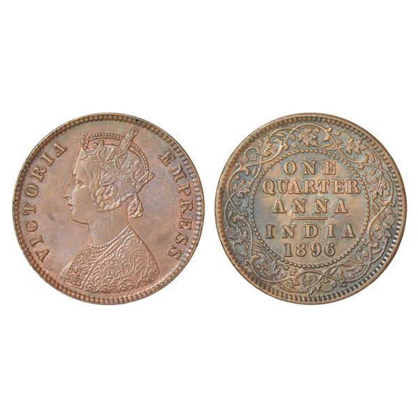 British India: Victoria Empress, copper ¼ anna, 1896, Calcutta mint, B/II/no mint mark, PR 629; GK 8