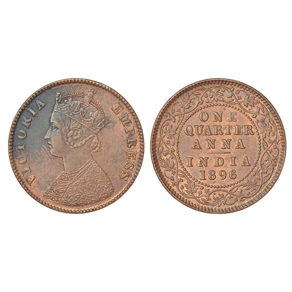 British India: Victoria Empress, copper ¼ anna, 1896, Calcutta mint, B/II/no mint mark, PR 629; GK 8