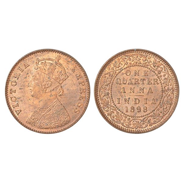 British India: Victoria Empress, copper ¼ anna, 1898, Calcutta mint, B/II/no mint mark, PR 631; GK 8