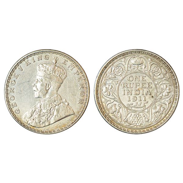 British India: George V, silver rupee, 1911, Bombay mint, dot, PR 217; GK 1022, 11.59g.