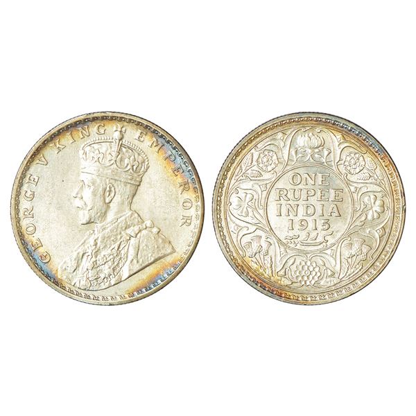 British India: George V, silver rupee, 1915, Calcutta mint, no dot, PR 211; GK 1031, 11.62g.