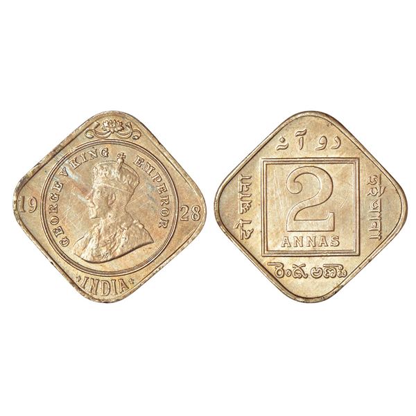 British India: George V, cupro-nickel 2 annas, 1928, Calcutta mint, no dot, PR 888; GK 1132, 5.84g.