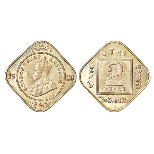 British India: George V, cupro-nickel 2 annas, 1928, Bombay mint, dot, PR 901; GK 1133, 5.84g.