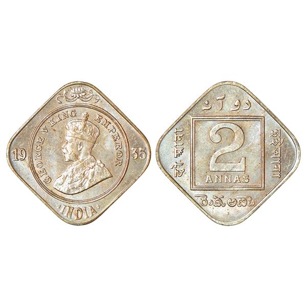 British India: George V, cupro-nickel 2 annas, 1935, Bombay mint, dot, PR 902; GK 1139, 5.85g.