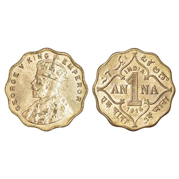 British India: George V, cupro-nickel 1 anna, 1916, Bombay mint, no dot, PR 943; GK 1143, 3.86g.