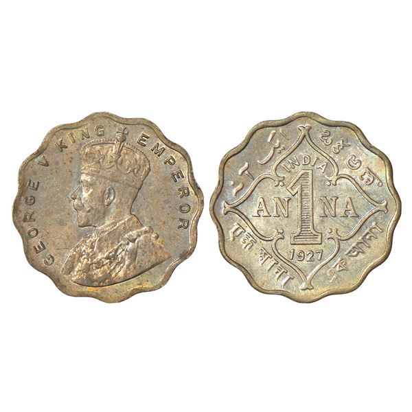 British India: George V, cupro-nickel 1 anna, 1927, Calcutta mint, no dot, PR 933; GK 1159, 3.96g.
